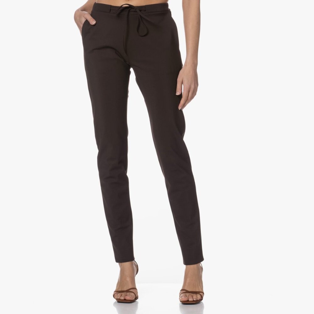 Brown travel jersey slim fit drawstring pants